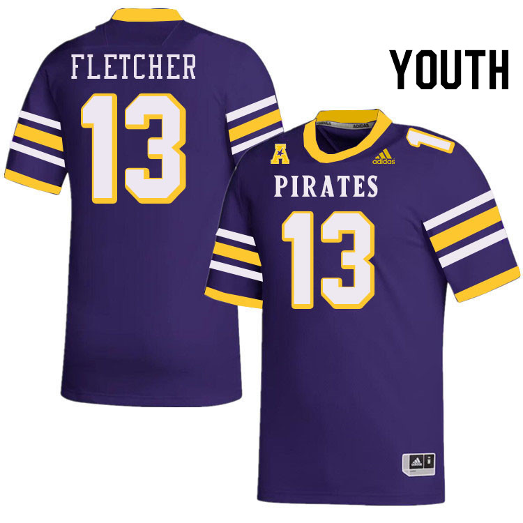 Youth #13 Eric Fletcher ECU Pirates College Football Jerseys Stitched-Throwback